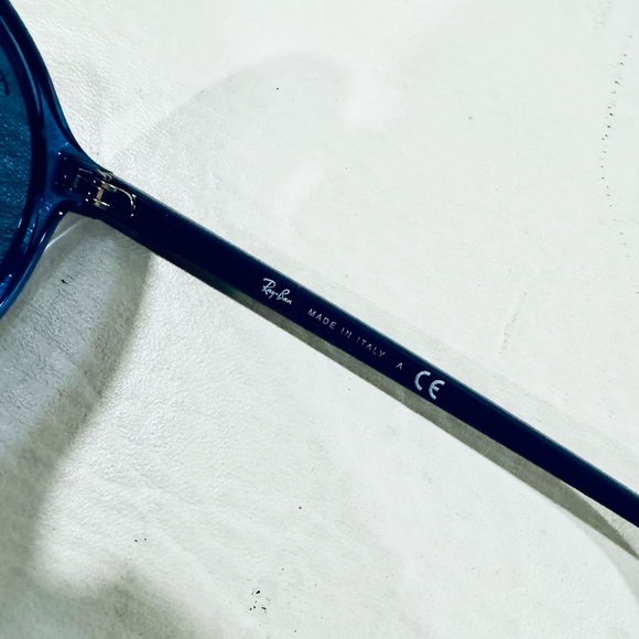 Ray Ban Blue Grey Round Sunglasses Full Rim Acetate UNISEX NEW with Complete Kit - Picture 8 of 12